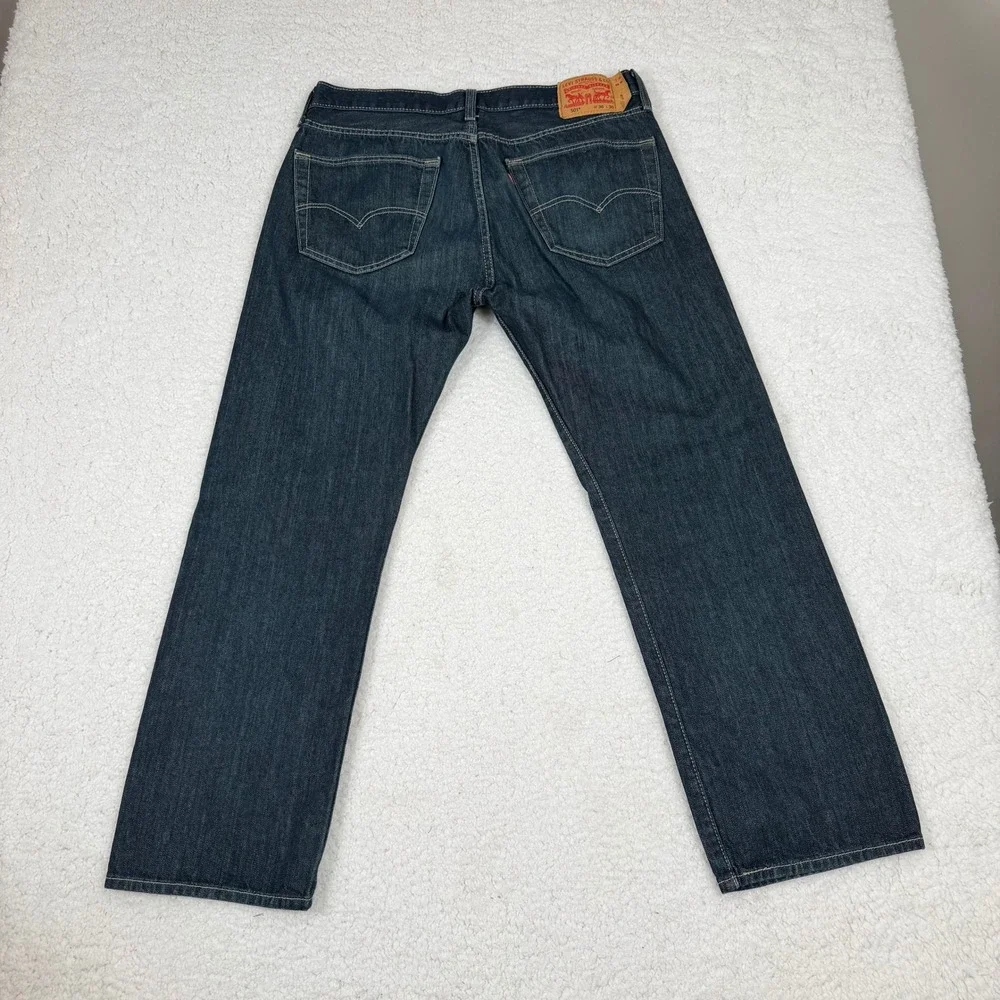 Levis 501 36x28 Original Fit Dark Wash Straight Leg Button Fly Jeans